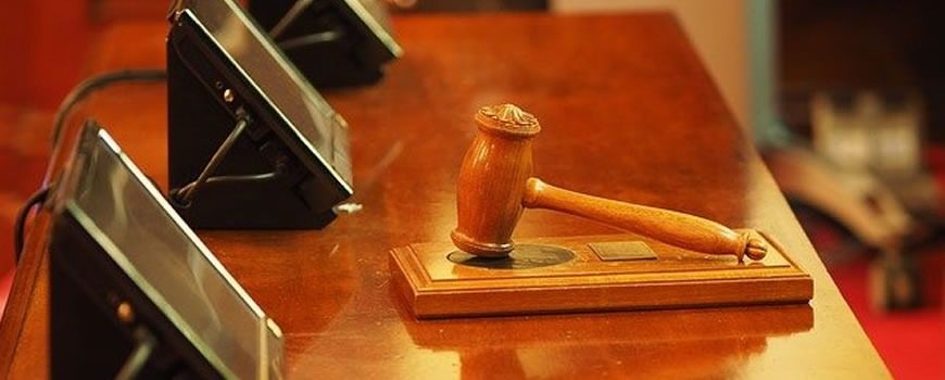 Judge's gavel on a sounding block