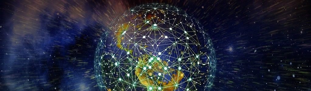 Glowing digital globe made of connected network lines
